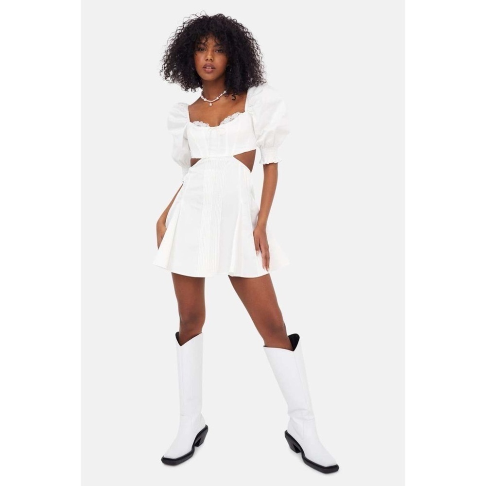 For Love & Lemons Arya Mini Dress in White Size XL